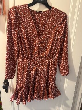 Miss Me Rust Red and White Printed Midi Dress